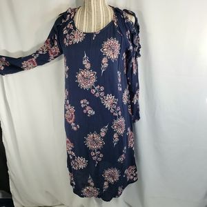 Old Navy Ruffle Cold Shoulder Long Sleeve Keyhole Back Floral Dress Size Medium